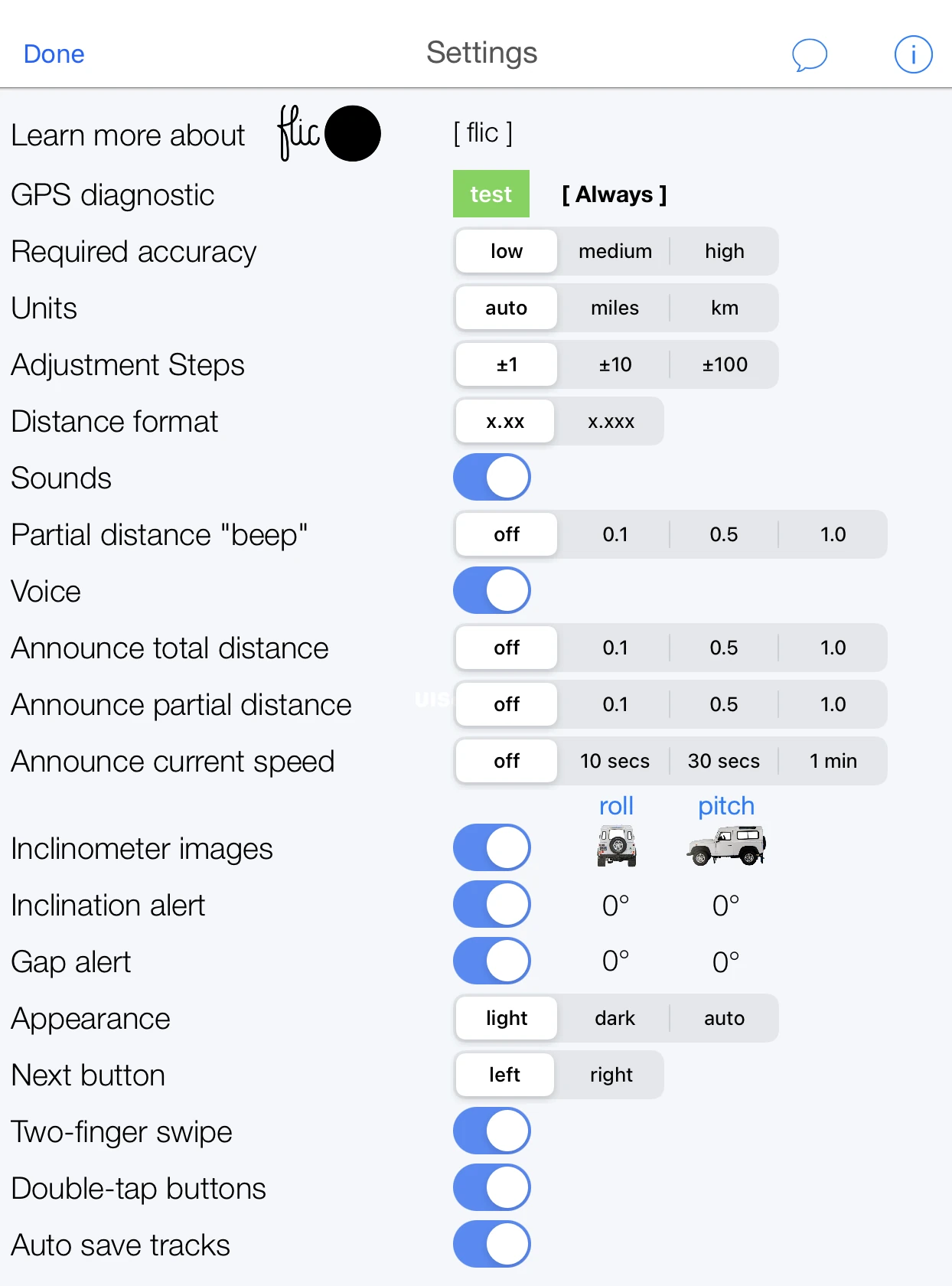 3pMaster - Tripmaster Odometer App for Off-Road for iPad and iPhone - Settings