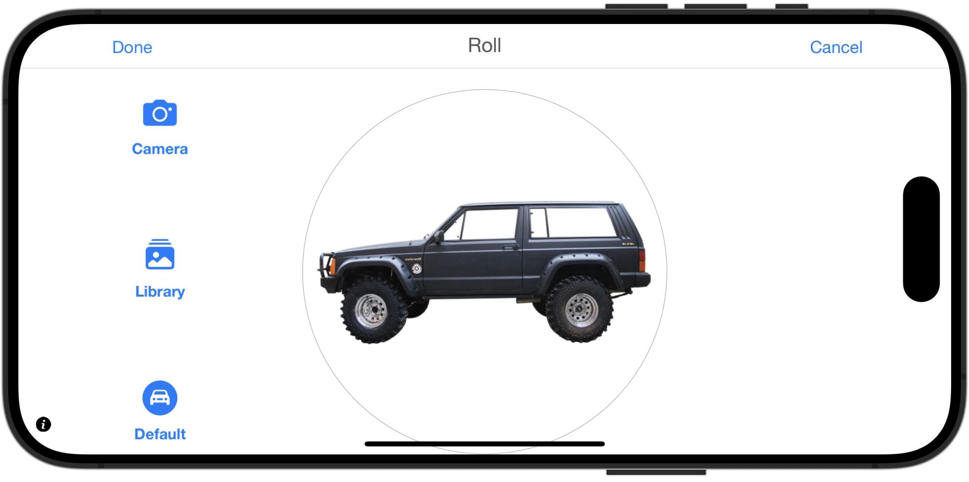 Customisable Inclinometer App for iPhone and iPad. Choose your own image