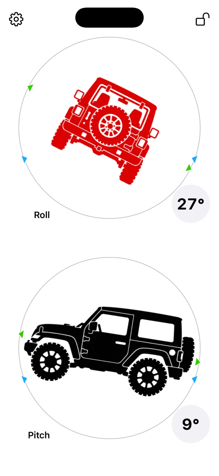Alert: a red silhouette at 27 degrees of roll, past the limit