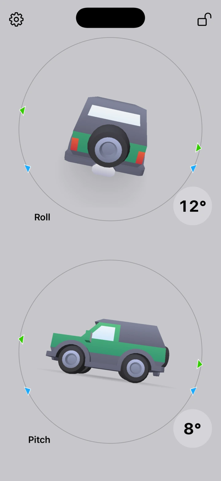 3pLevel Pro showing an imported 3D SUV from behind and from the side