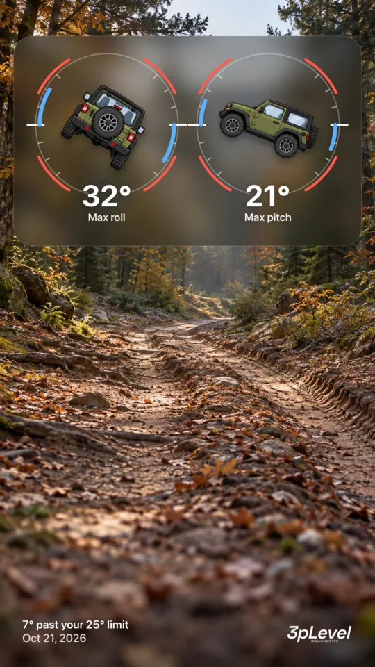 Share image on a trail photo: the two dials frozen at 32 degrees of roll and 21 of pitch